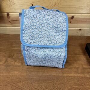 Manna 4 Piece Lunch Kit Insulated Bag Ice Packs Food Container Blue Daisy Floral